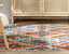 Meridian Southwestern Diamond Pattern Blue Red Distressed Rug TU-204
