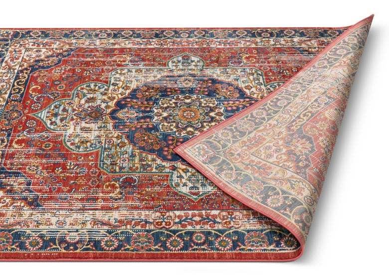 Alisha Crimson Traditional Medallion Distressed Rug TU-20