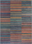 Nampa Tribal Stripes Geometric Pattern Blue Red Distressed Rug TU-214