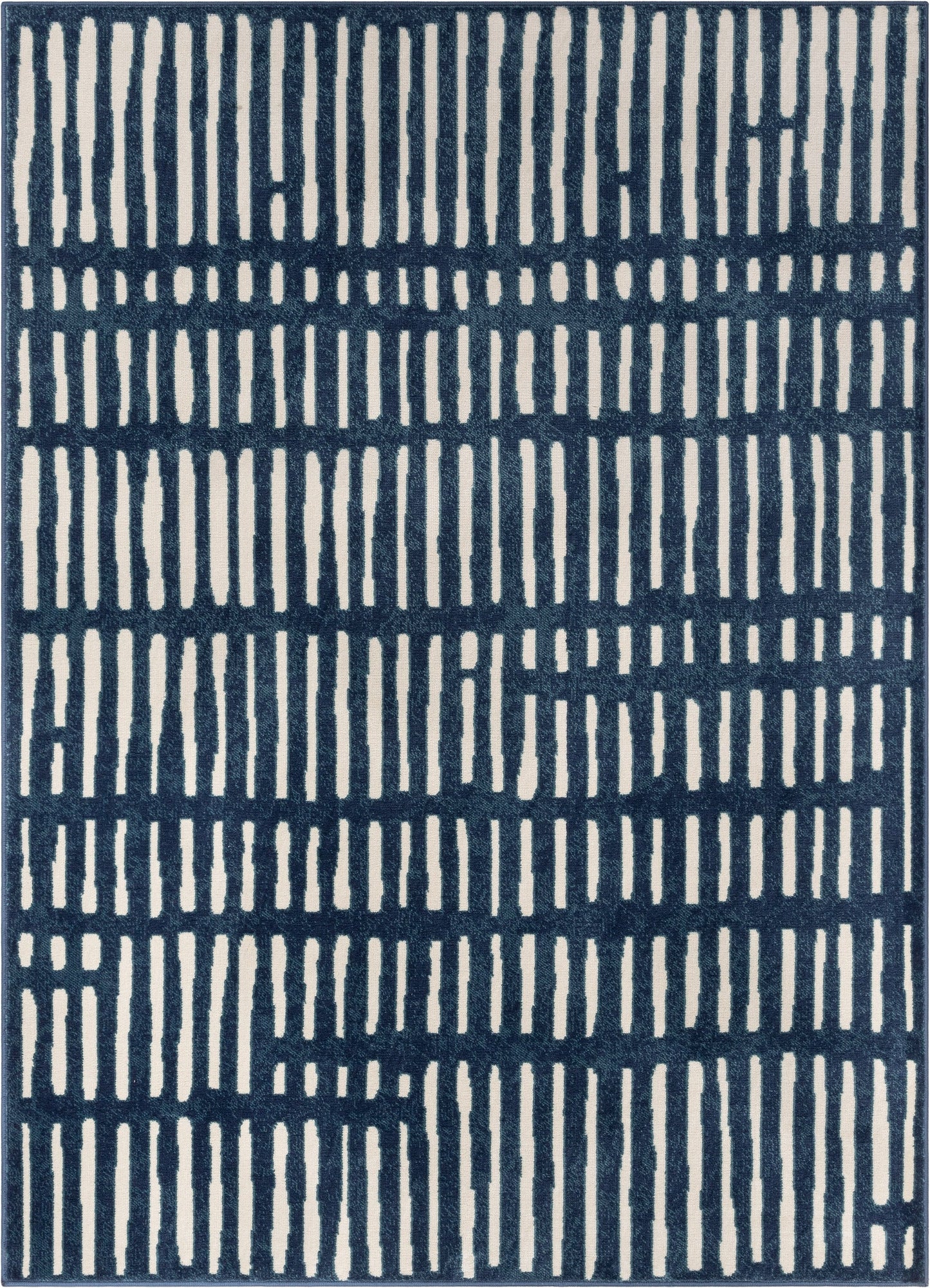 Wilder Tribal Geometric Stripes Blue Distressed Rug TU-264