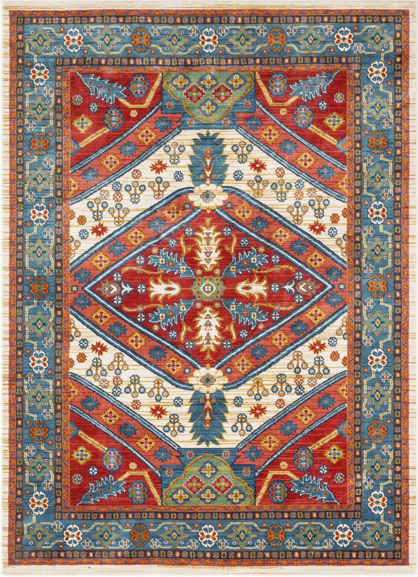 Musta Ivory Traditional Medallion Border Rug TU-62