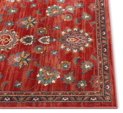 Arya Crimson Traditional Oriental Distressed Rug TU-70