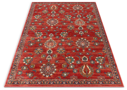 Arya Crimson Traditional Oriental Distressed Rug TU-70