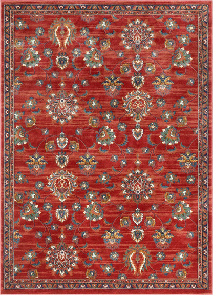 Arya Crimson Traditional Oriental Distressed Rug TU-70