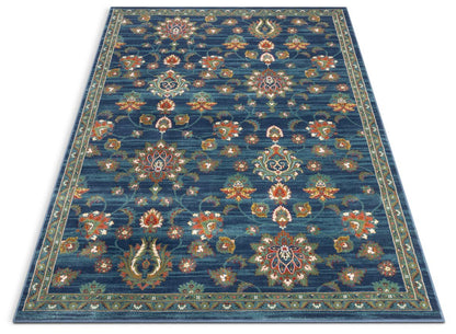 Arya Blue Traditional Oriental Distressed Rug TU-74