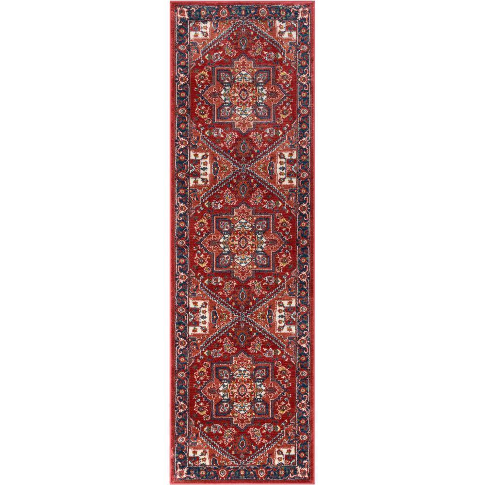 Jackie Crimson Traditional Medallion Tribal Rug TU-90