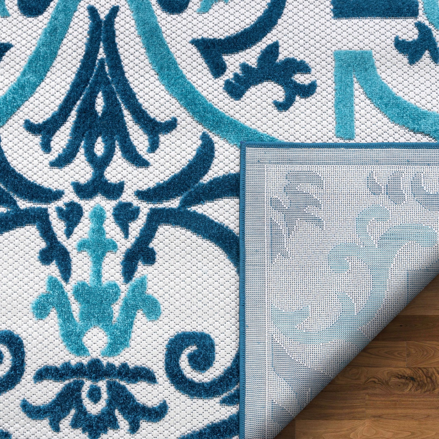 Toma Blue Victorian Geometric Rug VAL-34