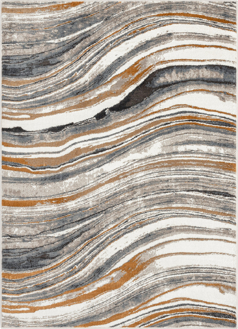 Davina Modern Abstract Striped Grey Rust Rug VER-100