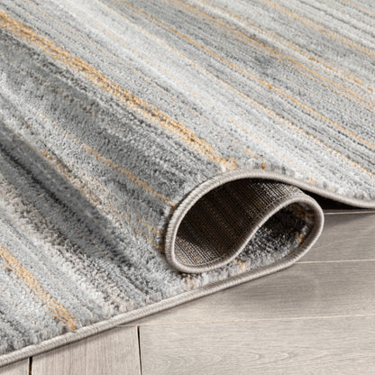 Giselle Modern Abstract Striped Grey Rust Rug VER-110