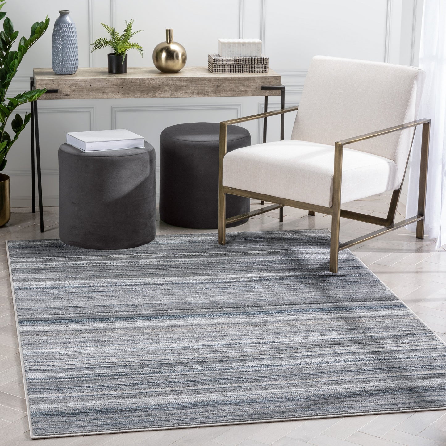 Giselle Modern Abstract Striped Grey Rug VER-117