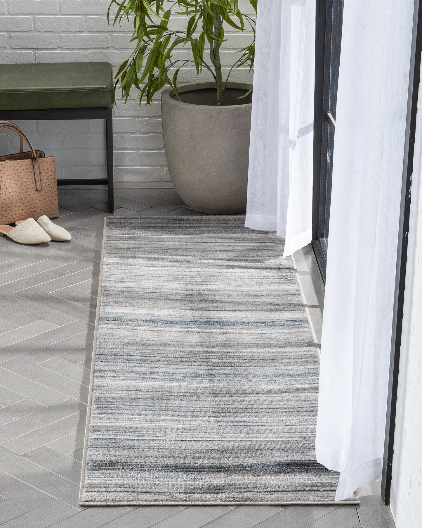 Giselle Modern Abstract Striped Grey Rug VER-117