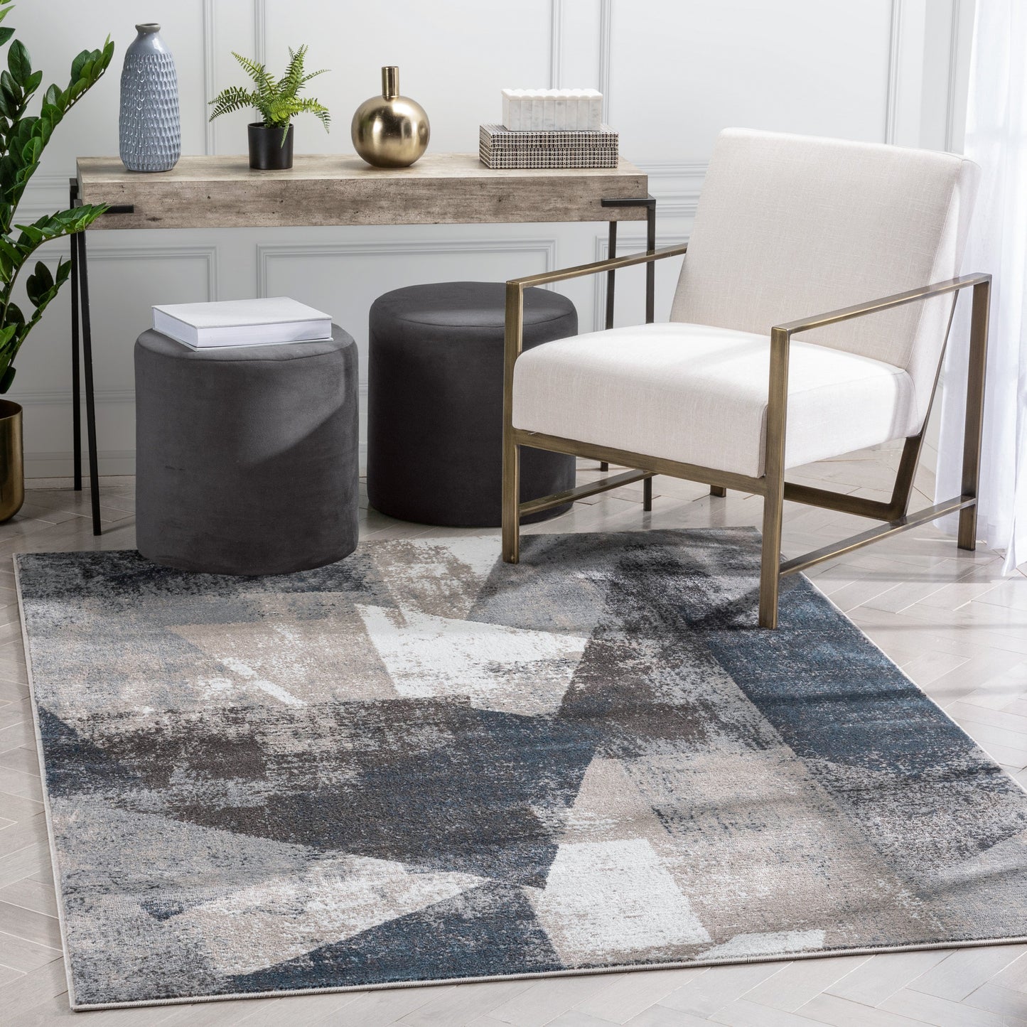 Kye Modern Abstract Geometric Grey Rug VER-127