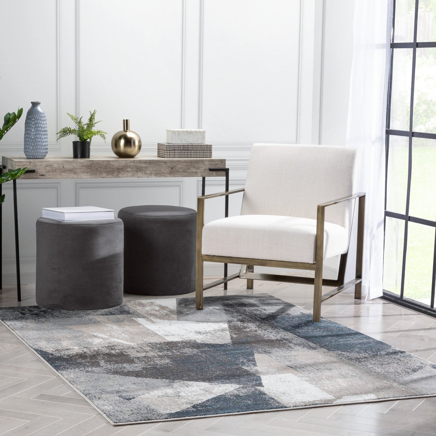 Kye Modern Abstract Geometric Grey Rug VER-127