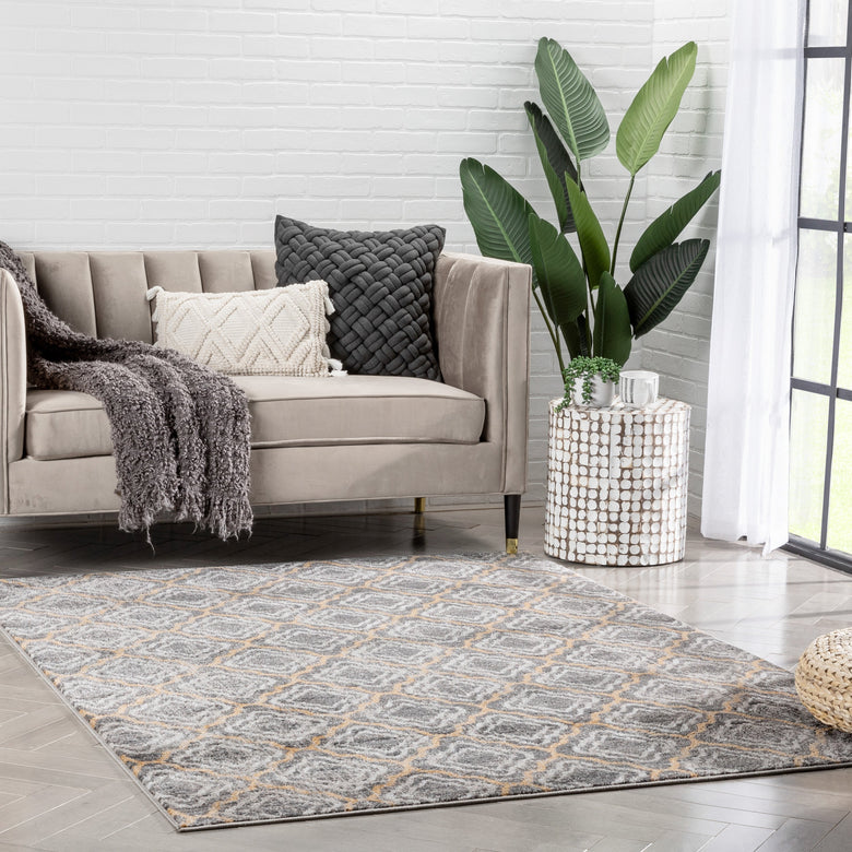 Rowan Moroccan Lattice Trellis Grey Rug VER-27