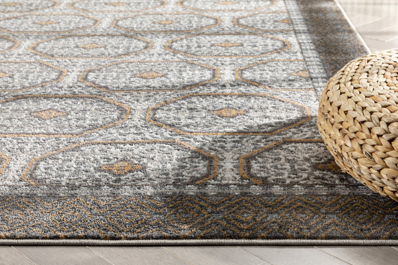 Rhea Moroccan Lattice Trellis Grey Rug VER-37