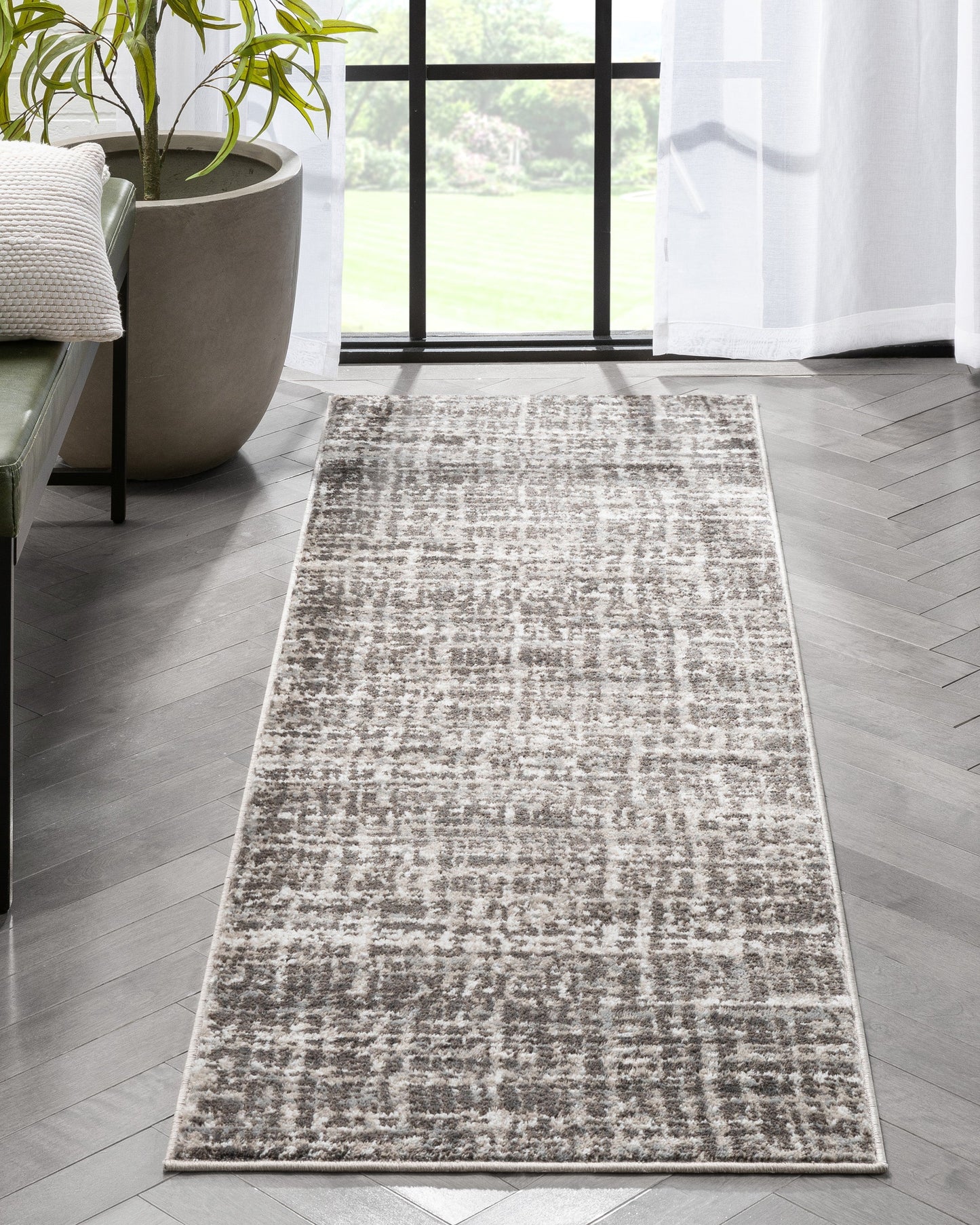 Zia Modern Abstract Striation Grey Rug VER-57