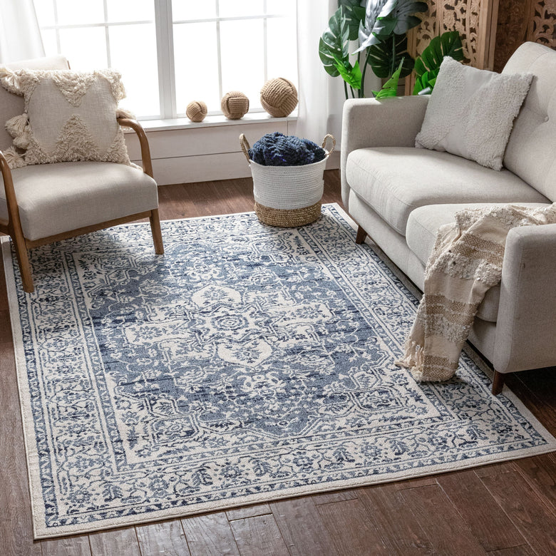 Benjamin Dark Blue Vintage Medallion Rug VR-04
