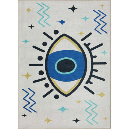 Apollo Evil Eye Blue Beige Rug W-AP-42A