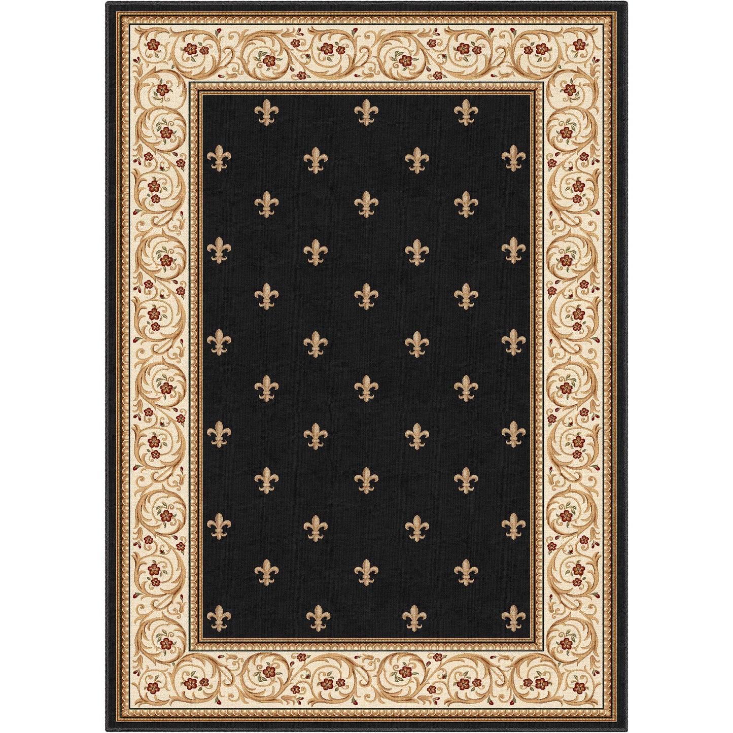 Apollo Fleur De Lis Black Rug W-FDL-01A