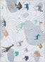 Safari Modern Grey Flat-Weave Washable Kids Rug W-KD-03A