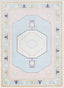 Ethnic Soft Medallion Modern Pink Light Blue Flat-Weave Washable Kids Rug W-KD-05B