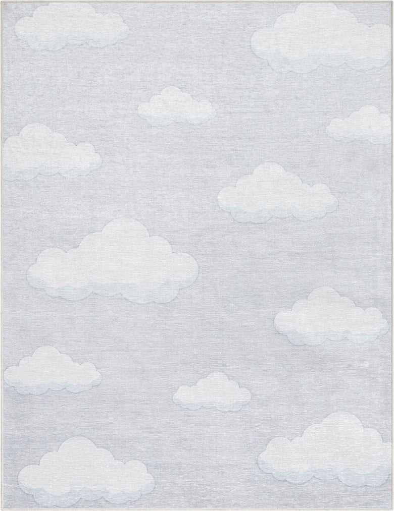 Cloud 9 Modern Grey Flat-Weave Washable Kids Rug W-KD-07G