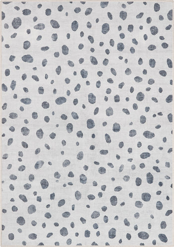 Animal Dots Modern Ivory Black Flat-Weave Washable Area Rug W-KD-08A