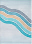 Curved Rainbow Modern Multi Color Blue Flat-Weave Washable Area Rug W-KD-12C