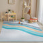 Curved Rainbow Modern Multi Color Blue Flat-Weave Washable Area Rug W-KD-12C