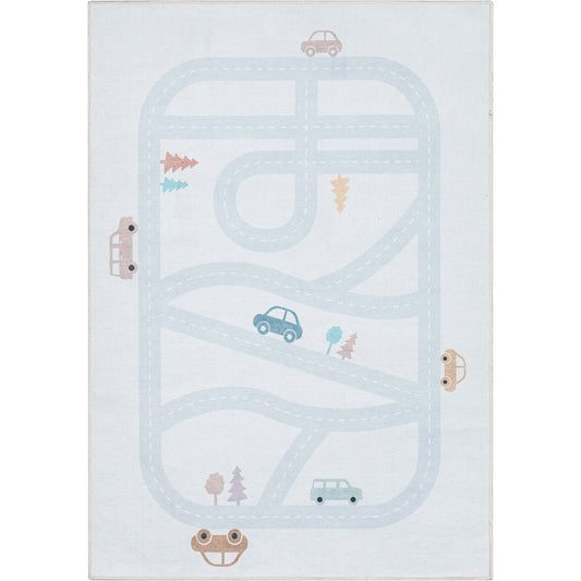 Kids Rugs Playful Roads Light Grey Rug W-KD-19B