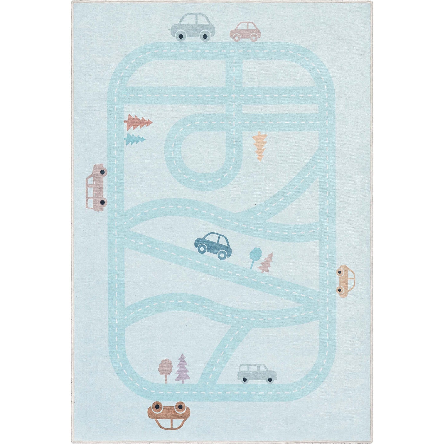 Kids Rugs Playful Roads Light Blue Rug W-KD-19C