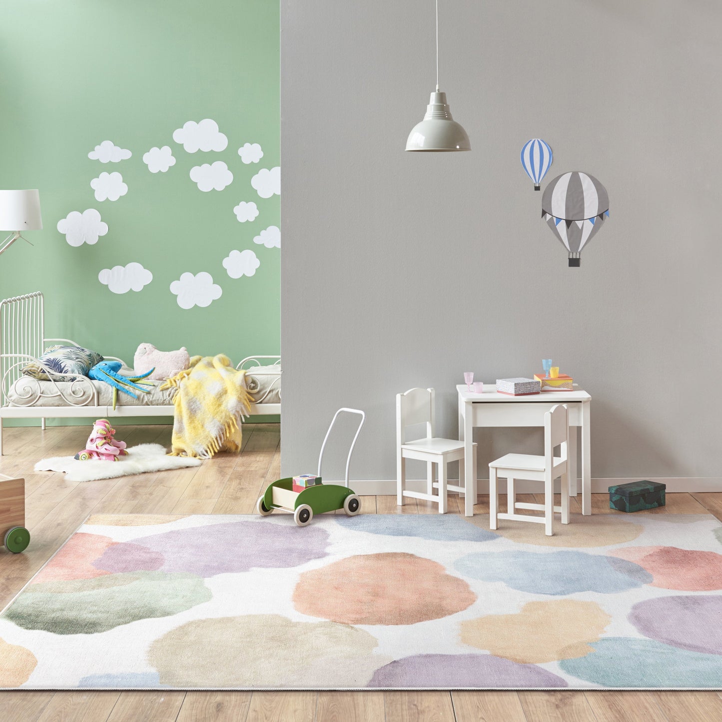 Watercolor Dot Modern Multi Color Flat-Weave Washable Area Rug W-KD-20A