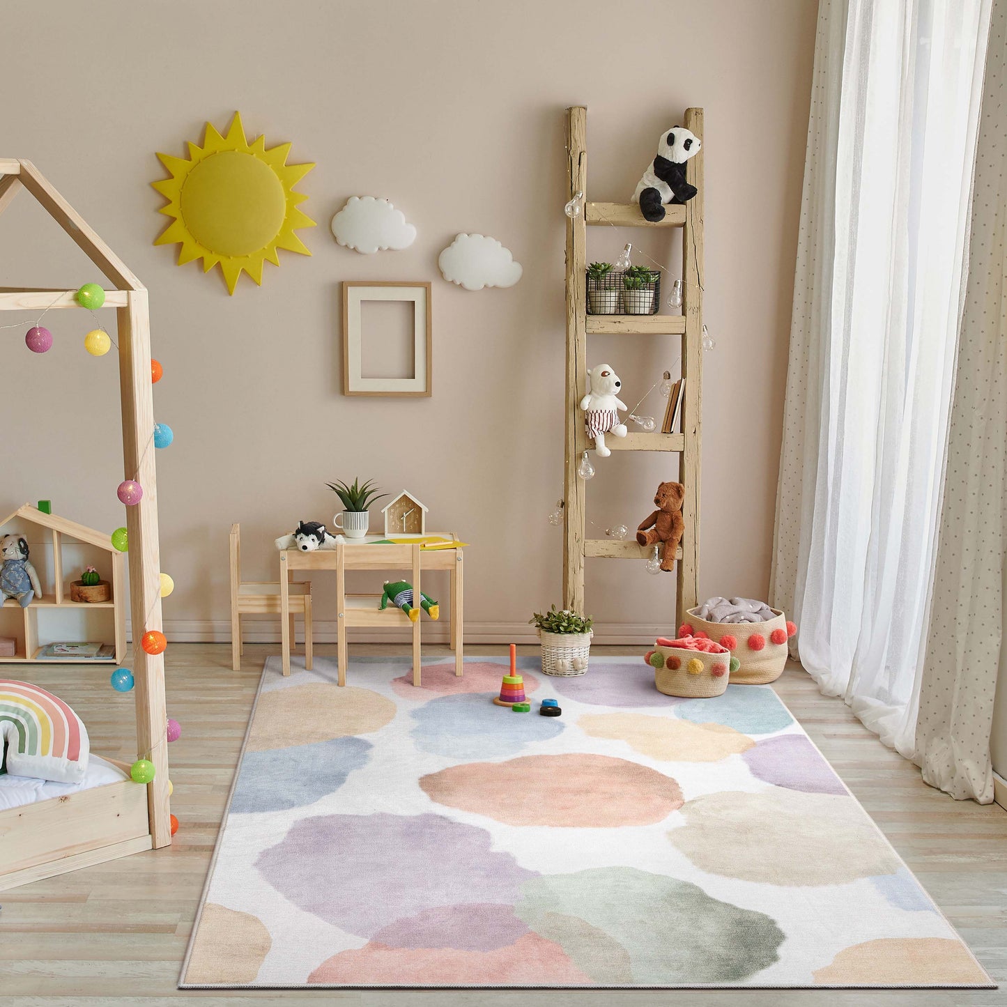 Watercolor Dot Modern Multi Color Flat-Weave Washable Area Rug W-KD-20A