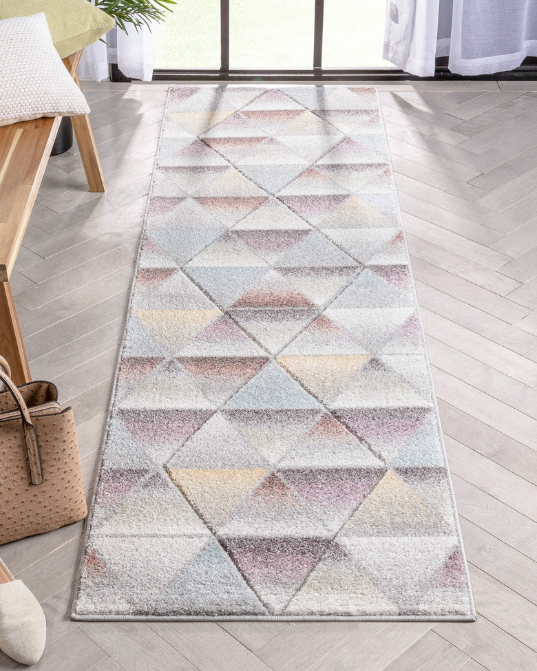 Ely Mid-Century Modern Geometric Triangles Grey Multi 3D Textured Rug WH-147