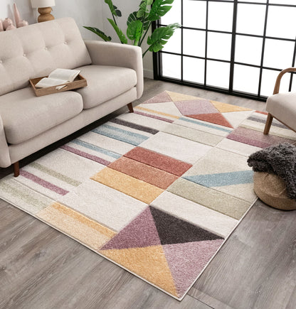 Unita Geometric Scandinavian 3D Textured Multi Rug WH-22