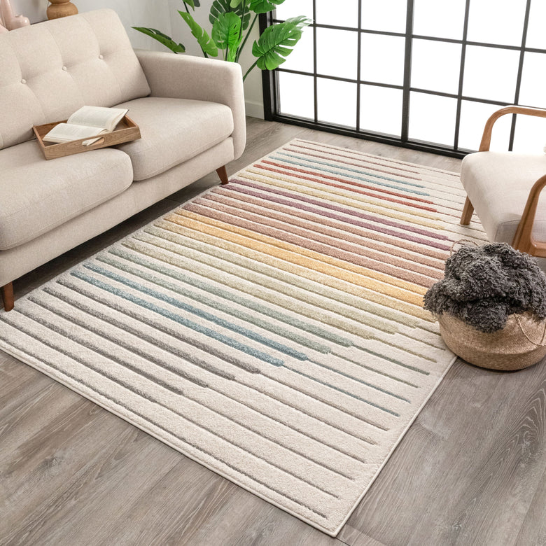 Opal Geometric Scandinavian Abstract 3D Textured Multi Rug WH-92