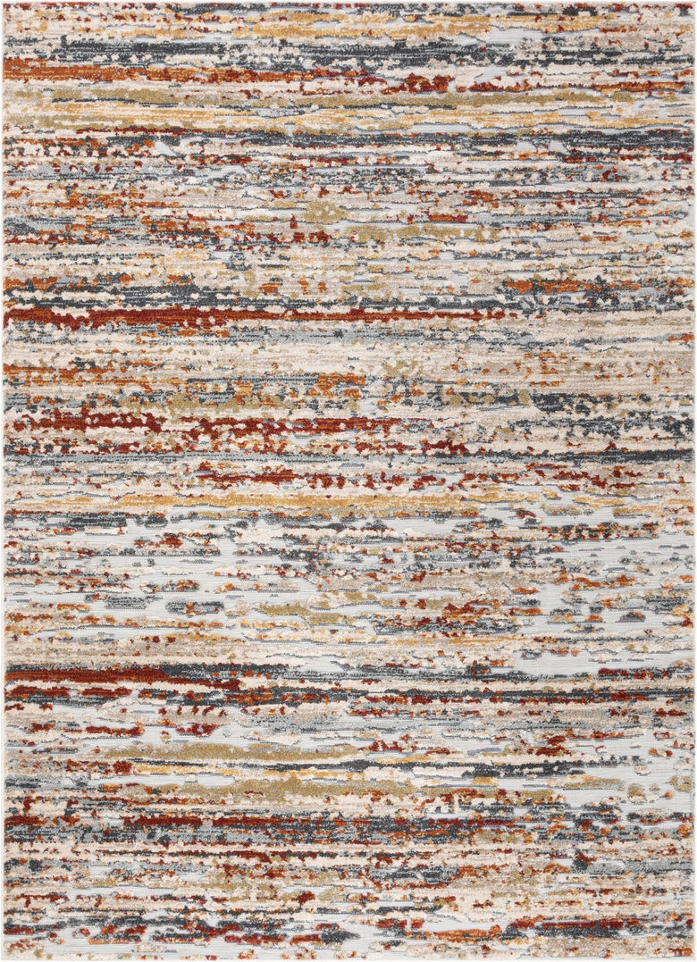 Twilight Abstract Distressed Red-Rust Grey Flatweave High-Low Rug WIL-22