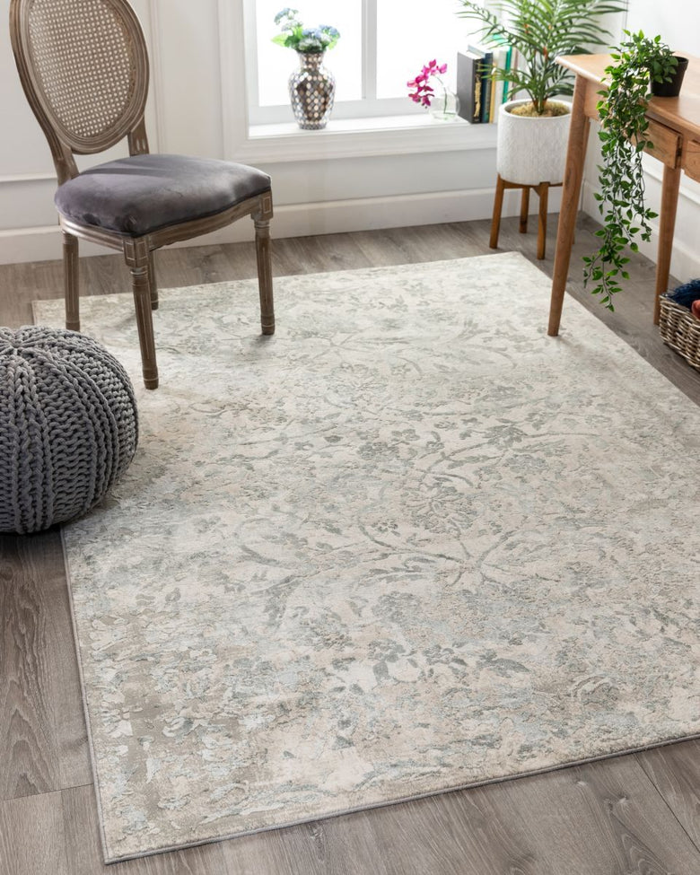Campbell Grey Vintage Persian Floral High-Low Rug WN-57