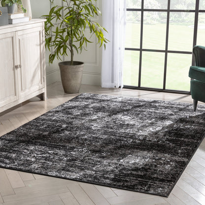 Thiva Vintage Oriental Floral Pattern Black Rug ZAZ-13