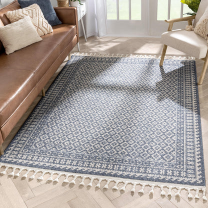 Callista Tribal Trellis Pattern Blue Kilim-Style RugLDL-204