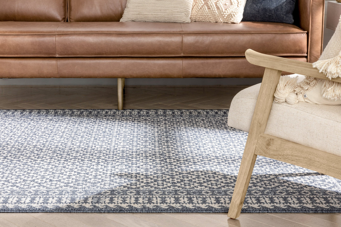 Callista Tribal Trellis Pattern Blue Kilim-Style RugLDL-204