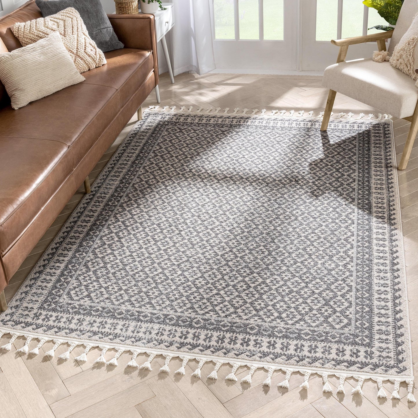 Callista Tribal Trellis Pattern Grey Kilim-Style RugLDL-207