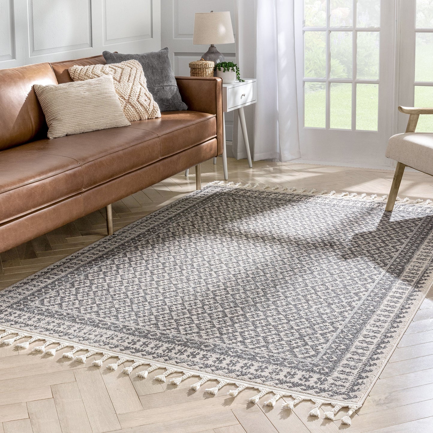 Callista Tribal Trellis Pattern Grey Kilim-Style RugLDL-207