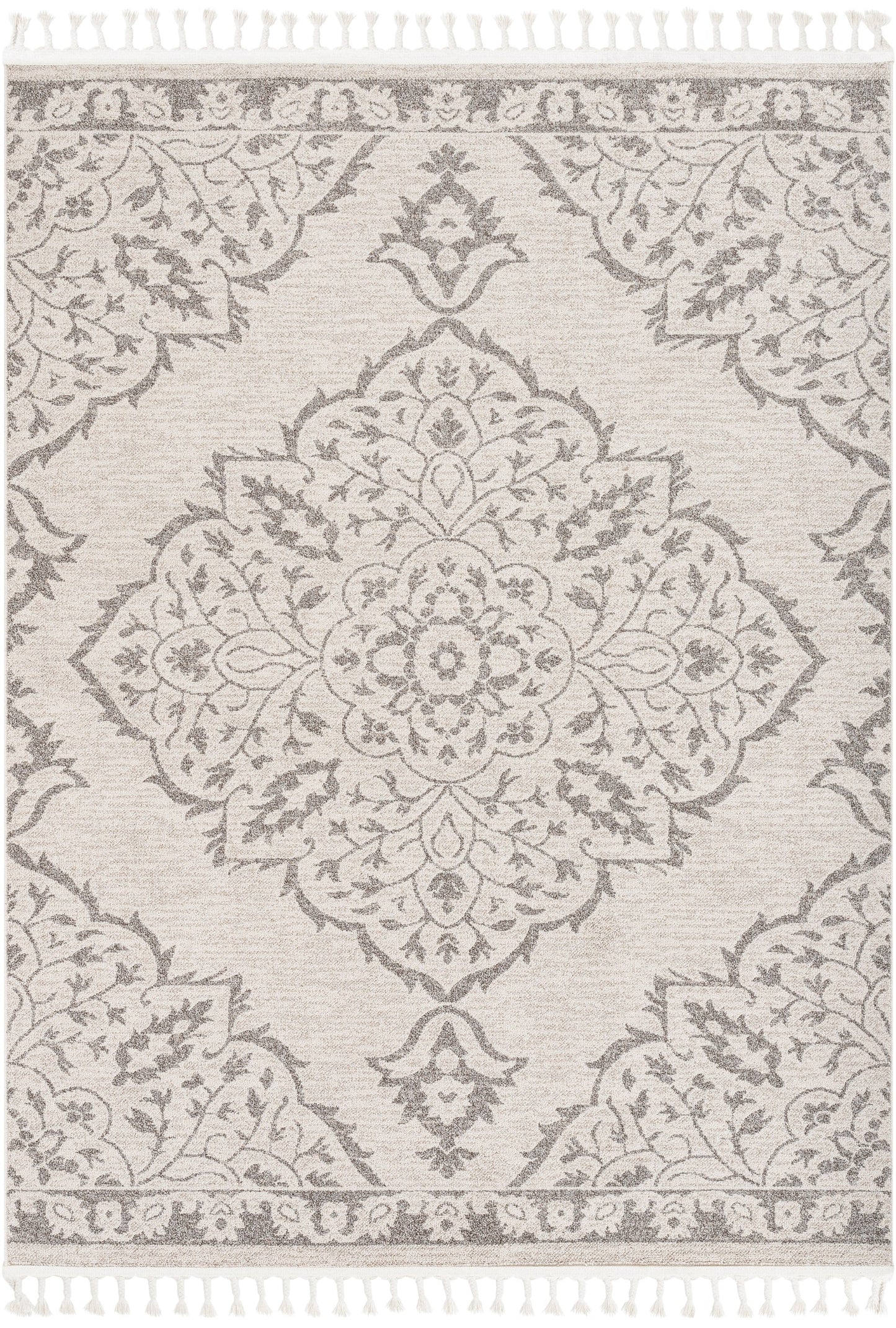 Mara Medallion Botanical Pattern Brown Beige Kilim-Style RugLDL-238