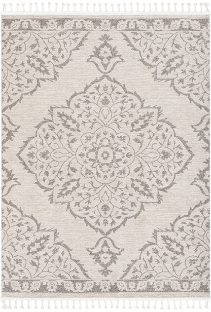 Mara Medallion Botanical Pattern Brown Beige Kilim-Style RugLDL-238