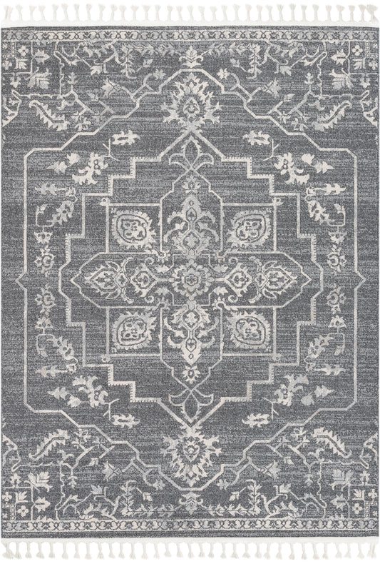 Valentina Oriental Medallion Pattern Grey Kilim-Style RugLDL-247