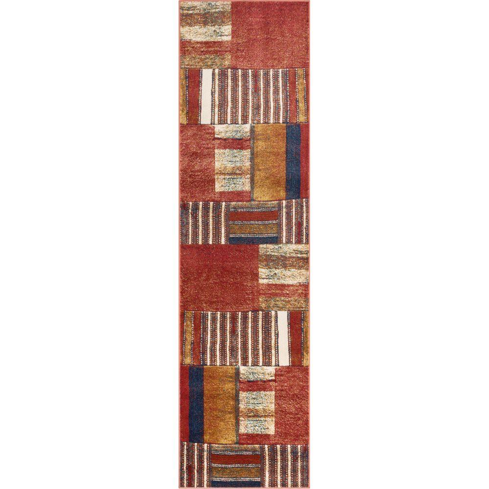 Hauser Tribal Patchwork Red Ivory Distressed Rug TU-330