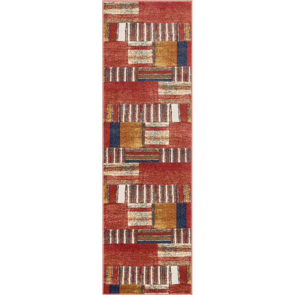 Hauser Tribal Patchwork Red Ivory Distressed Rug TU-330