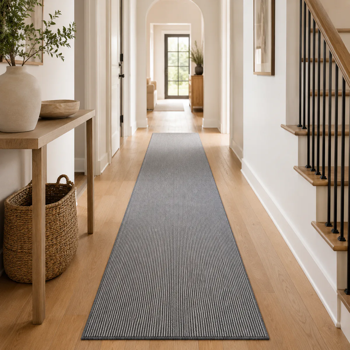 Essential Lane Slate runner styled in a hallway