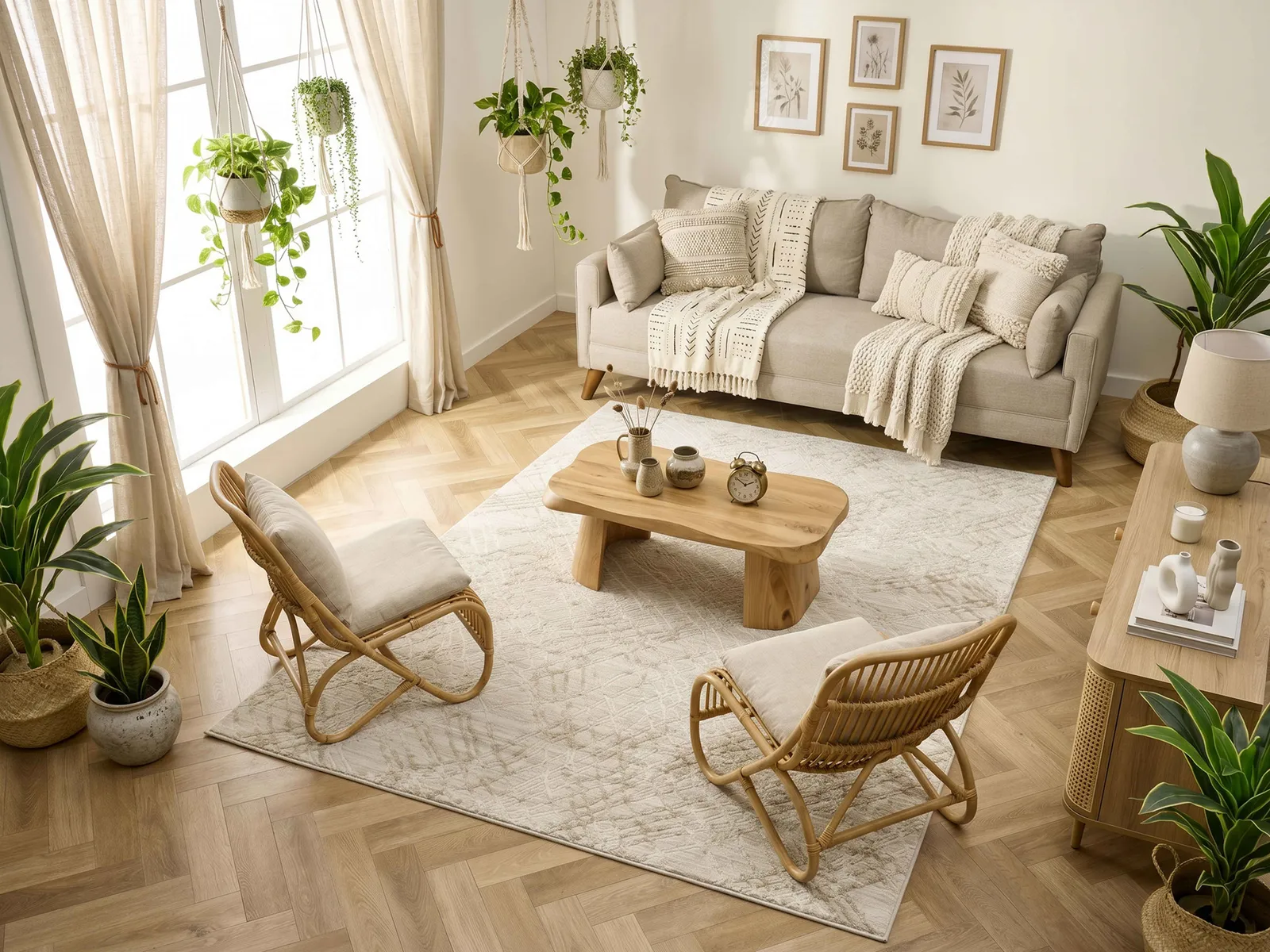 Lafayette Sterling carved geometric rug styled in a warm, sunlit room — trade preview
